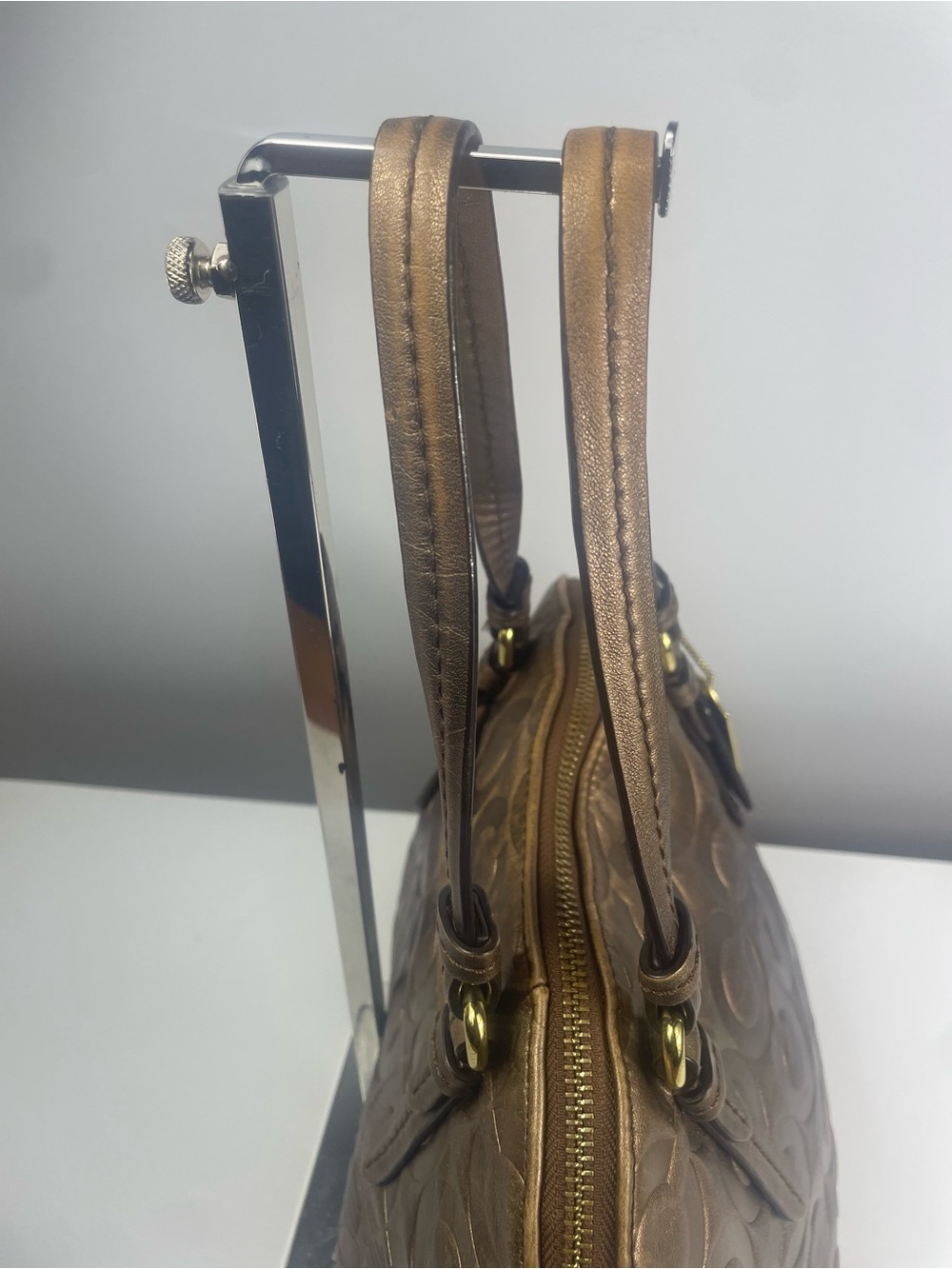 Coach Peyton Metallic Op Art Embossed Satchel - Picture 6 of 13